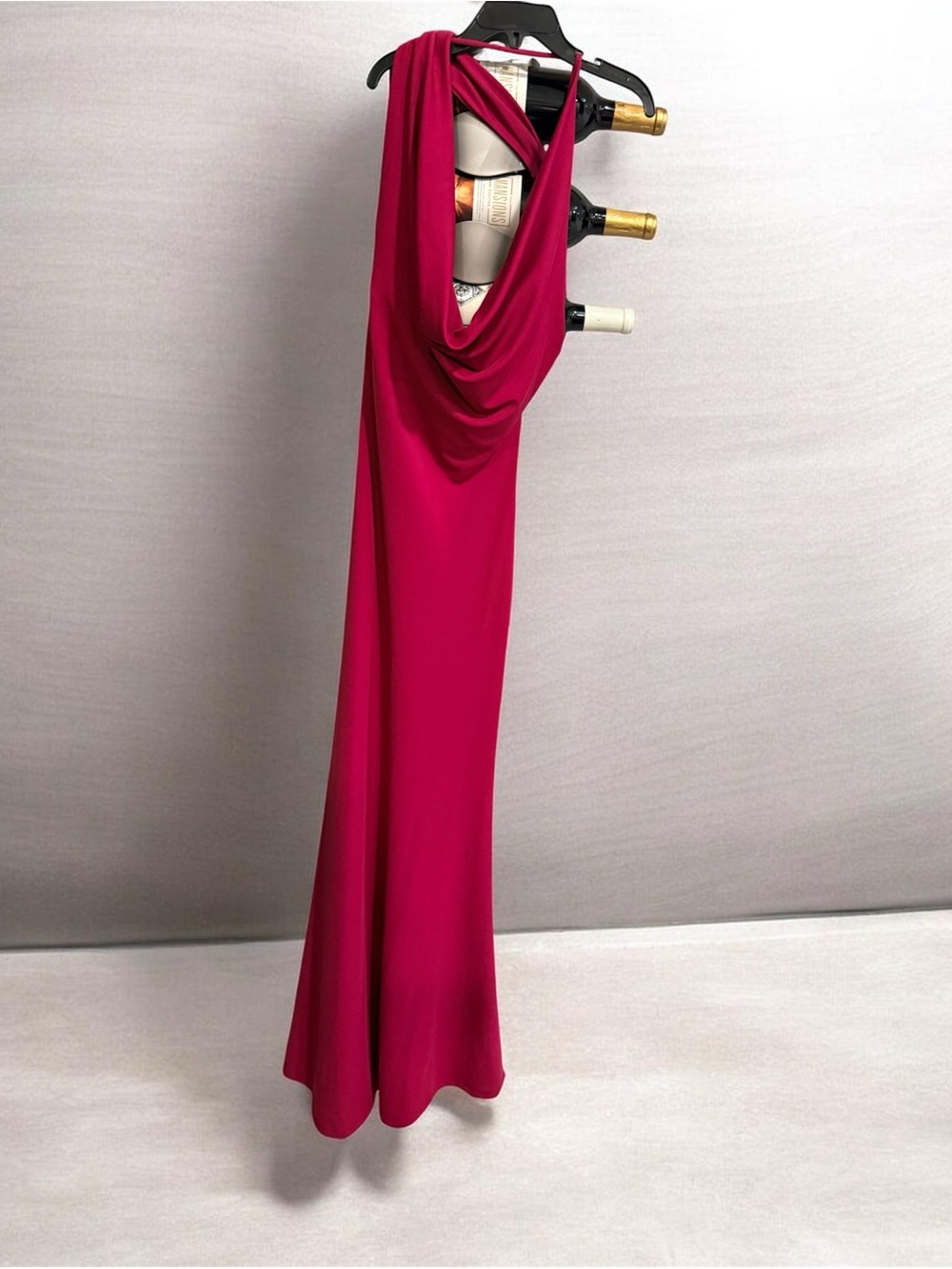 Zara Pink Draped Backless Cowl Neck Flowy Gown Dress Size S Strappy Sleeveless